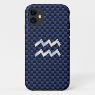 Capa Para iPhone 11 Sinal do Aquário no estilo azul da fibra do