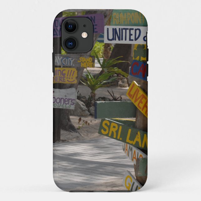 Capa Para iPhone 11 Sinal Poste Rum Point Grand Cayman (Verso)