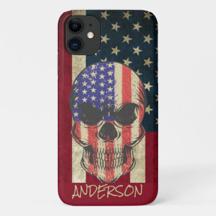 Capa Para iPhone 11 Sinalizador de Crânio Americano Personalizado
