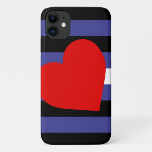 Capa Para iPhone 11 Sinalizador e Coração do Orgulho de Couro