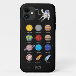 Capa Para iPhone 11 Sistema solar, planetas espaciais e astronautas