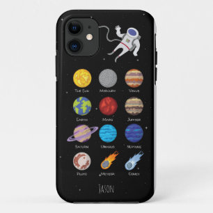 Capa Para iPhone 11 Sistema solar, planetas espaciais e astronautas