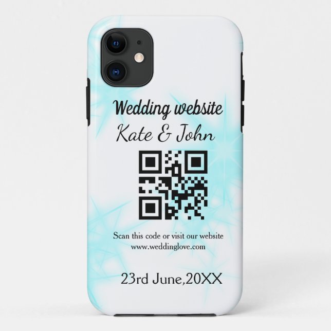 Capa Para iPhone 11 site de casamento simples minimal QR code adicione (Verso)