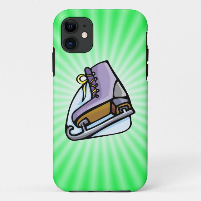 Capa Para iPhone 11 Skate de gelo verde neon. (Verso)