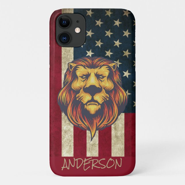 Capa Para iPhone 11 skate personalizado de leão Ouro americano (Verso)
