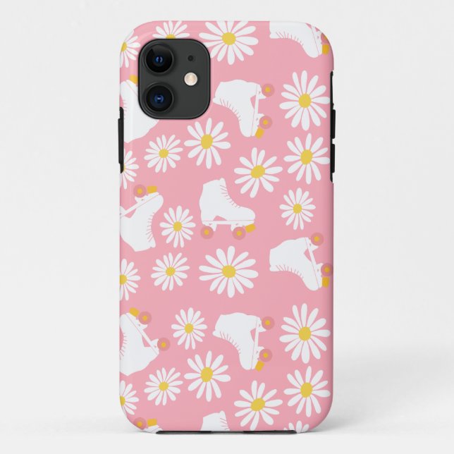 Capa Para iPhone 11 Skates Florais Padrões de Pista de Pé Noivado Rosa (Verso)