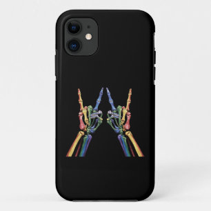 Capa Para iPhone 11 Skeleton Rock Hand LGBTQ Legal Sinalizador Arco-Ír