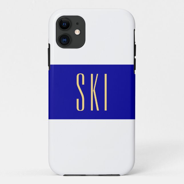 Capa Para iPhone 11 SKI Elegant Sporty Royal Marinho Blue Strips (Verso)