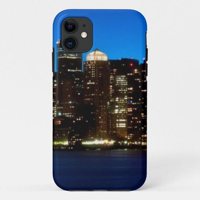 Capa Para iPhone 11 Skyline de Boston com lua (Verso)