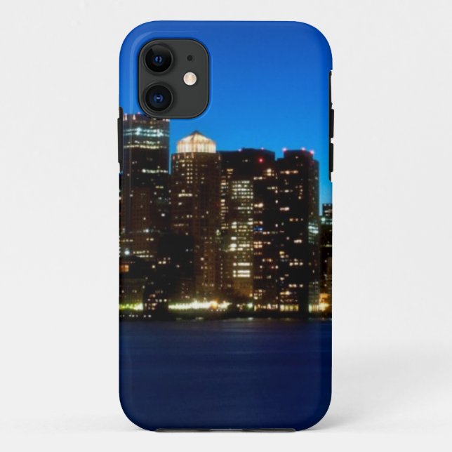 Capa Para iPhone 11 Skyline de Boston com lua (Verso)