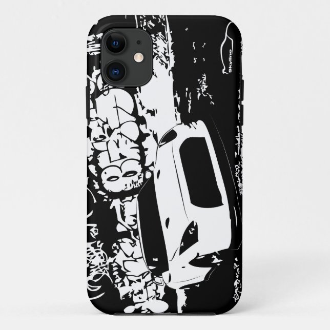 Capa Para iPhone 11 Skyline de Nissan GTR com contexto dos grafites (Verso)