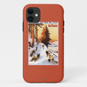 Capa Para iPhone 11 Sledding e esquiar no poster de Vosges