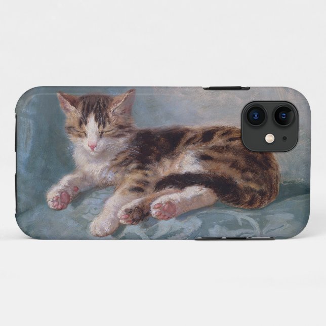 Capa Para iPhone 11 Sleepy Kitten por Henriette Ronner-Knip (Verso (horizontal))