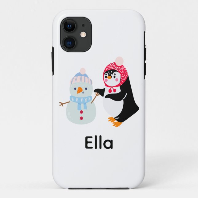 Capa Para iPhone 11 Snowman e Pinguim congelados (Verso)