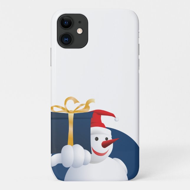 Capa Para iPhone 11 Snowman entrega o presente... (Verso)