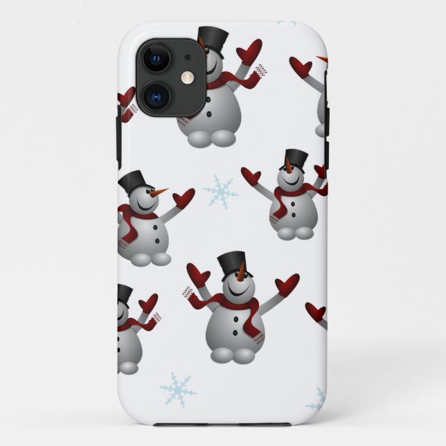 Capa Para iPhone 11 Snowmen e Snowflakes (Verso)