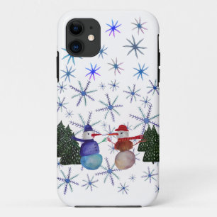Capa Para iPhone 11 Snowmen Winter Joy