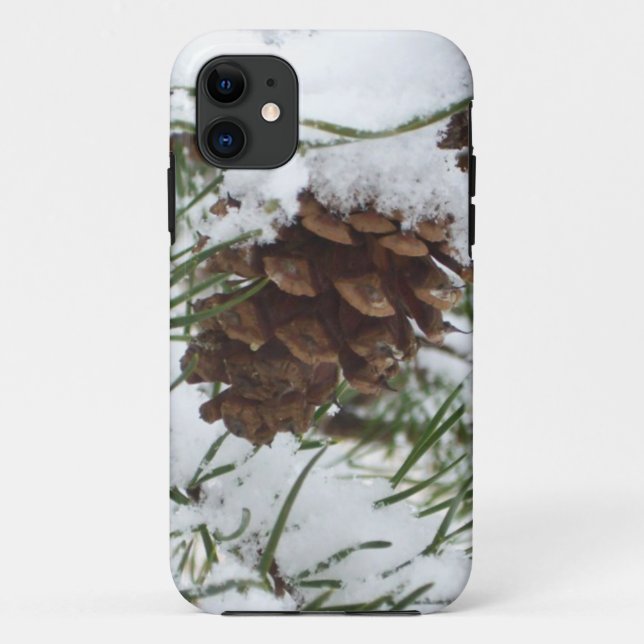 Capa Para iPhone 11 Snowy Pine Cone I Winter Nature Photoshop (Verso)