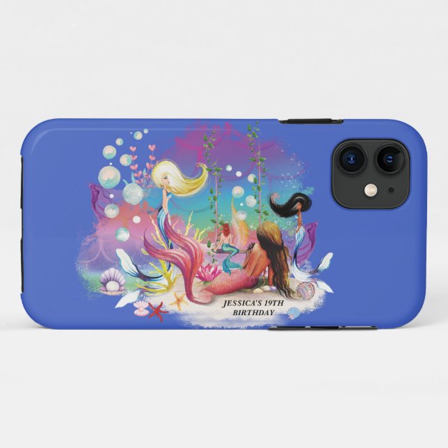 Capa Para iPhone 11 Sob O Mar De Turquesa Roxa Do Oceano Sereia (Verso (horizontal))