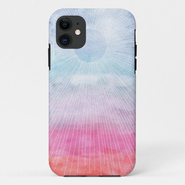 Capa Para iPhone 11 Sol de Aquarela (Verso)