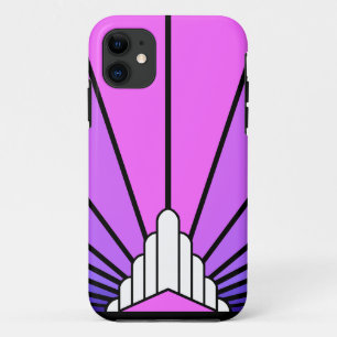 Capa Para iPhone 11 Sol de arte deco roxo e rosa