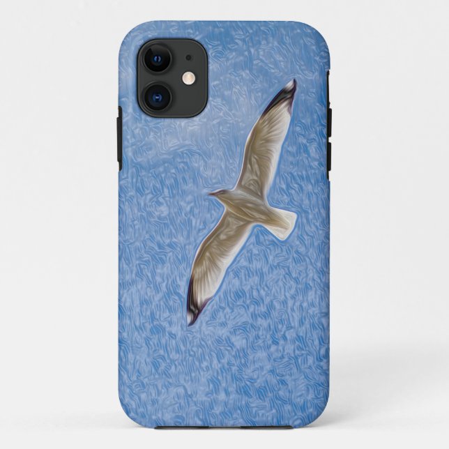 Capa Para iPhone 11 Solo Seagull voador no céu (Verso)