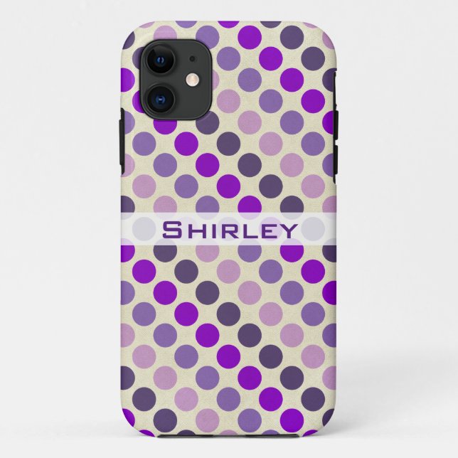 Capa Para iPhone 11 Sombras das Bolinhas roxas de Shirley Taylor (Verso)