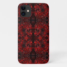 Capa Para iPhone 11 Sombras foliadas de vermelho branco pontilhado