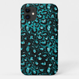 Capa Para iPhone 11 Sombreado Verde-azulado e Manchas de Leopardo em B