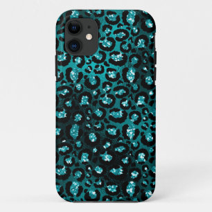 Capa Para iPhone 11 Sombreado Verde-azulado e Manchas de Leopardo em B