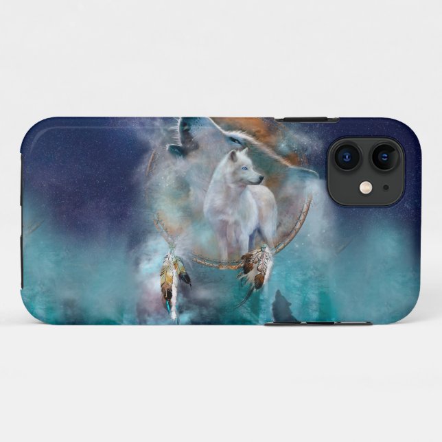 Capa Para iPhone 11 Sonhador indiano e lobo-cabeça de etnia tribal (Verso (horizontal))
