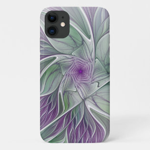 Capa Para iPhone 11 Sonho De Flor, Arte Fractal Verde Abstrato