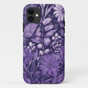 Capa Para iPhone 11 Sonho Roxo, paleta índigo de flor de fantasia