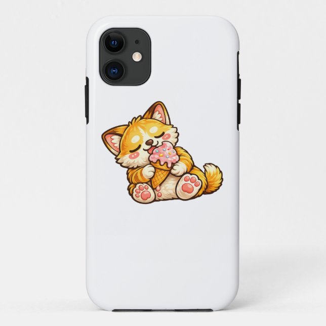 Capa Para iPhone 11 Sorvete de Gatinho Fofo (Verso)