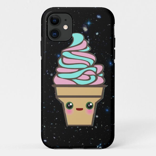 Capa Para iPhone 11 Sorvete Kawaii Rave No Espaço (Verso)