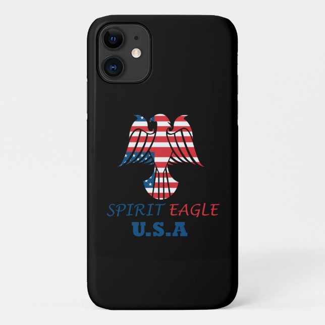 Capa Para iPhone 11 Spirit Eagle, pavilhão dos EUA (Verso)