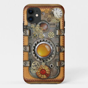 Capa Para iPhone 11 Steampunk em Leather