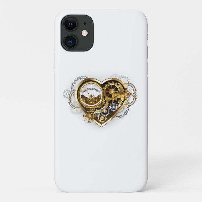 Capa Para iPhone 11 Steampunk Heart with a Manometer (Verso)