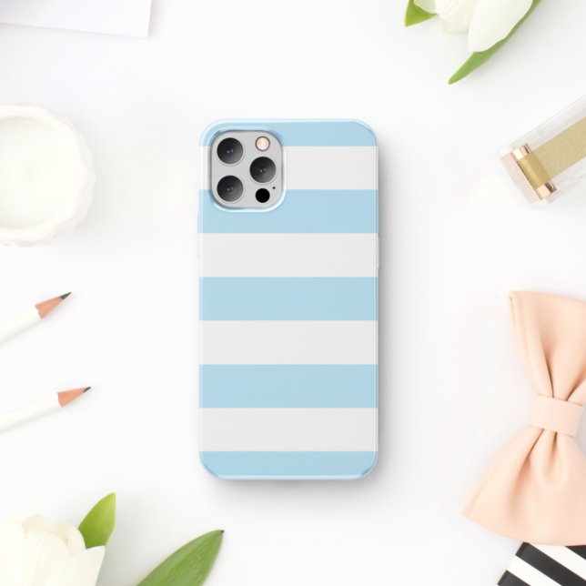 Capa Para iPhone 11 Stripes Azuis, Listras Brancas, Padrão Stripe (Criador carregado)