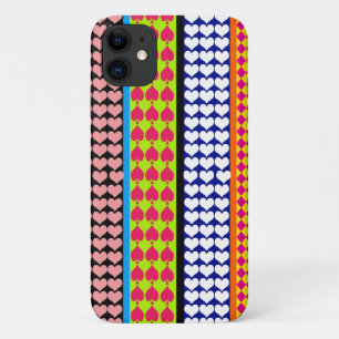 Capa Para iPhone 11 Stripes Corações Ouros Boho Mistura Design