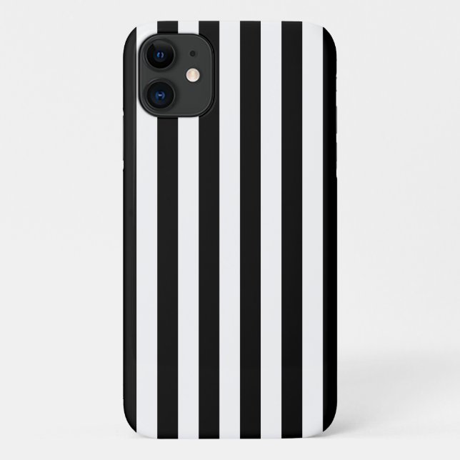 Capa Para iPhone 11 Stripes Negras e Brancas, Padrões Strike, Linhas (Verso)