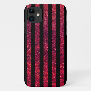 Capa Para iPhone 11 Stripes Vermelhas, Listras Luminosas, Padrões Lanç