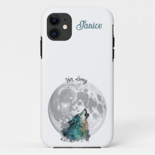 Capa Para iPhone 11 "Sua Canção" Lobo e Lua Personalizável