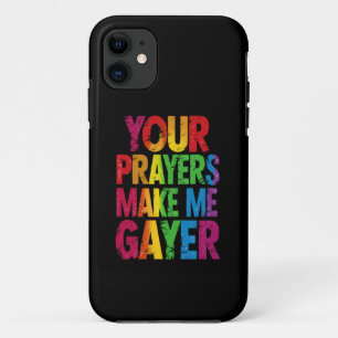 Capa Para iPhone 11 Suas Orações Me Tornam Mais Gay Bandeira do Orgulh
