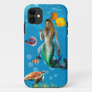 Capa Para iPhone 11 Submarino Sereia Treasure Hunt Fantasy Blue