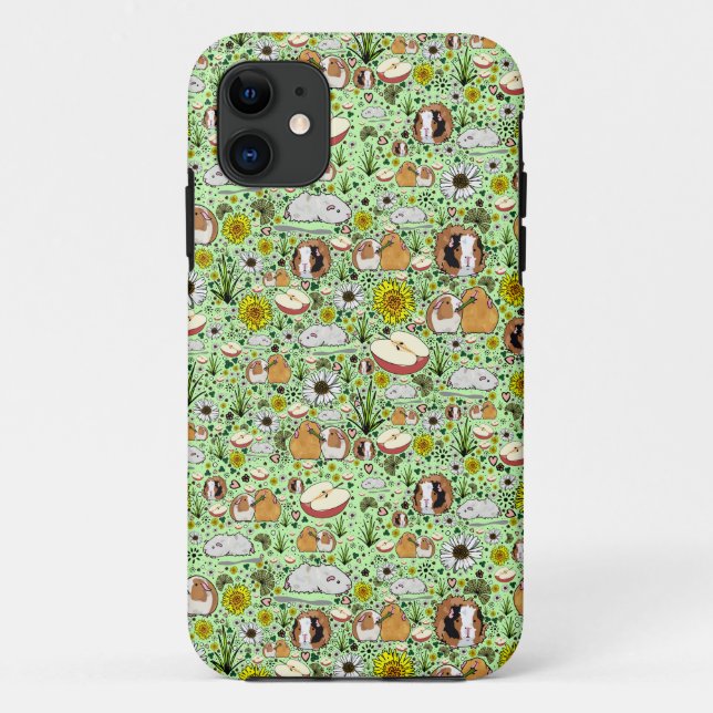 Capa Para iPhone 11 Suínos guineenses em verde (Verso)