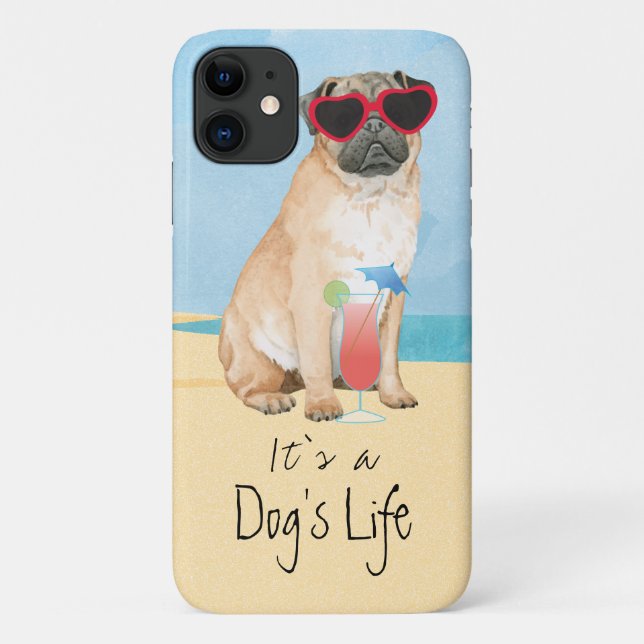 Capa Para iPhone 11 Summer Pug (Verso)