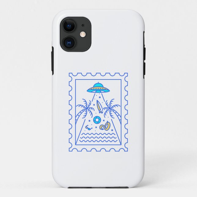 Capa Para iPhone 11 Summer Ufo Carimbo de Invasão (Verso)