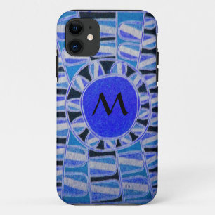 Capa Para iPhone 11 SUN SOLAR ENERGY MONOGRAMA azul preto branco