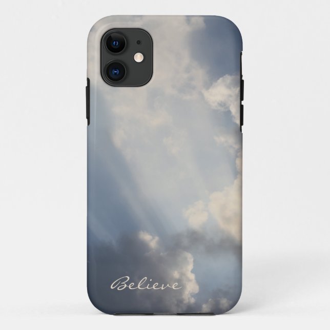 Capa Para iPhone 11 Sunbeams White Clouds Convicção Inspiracional (Verso)